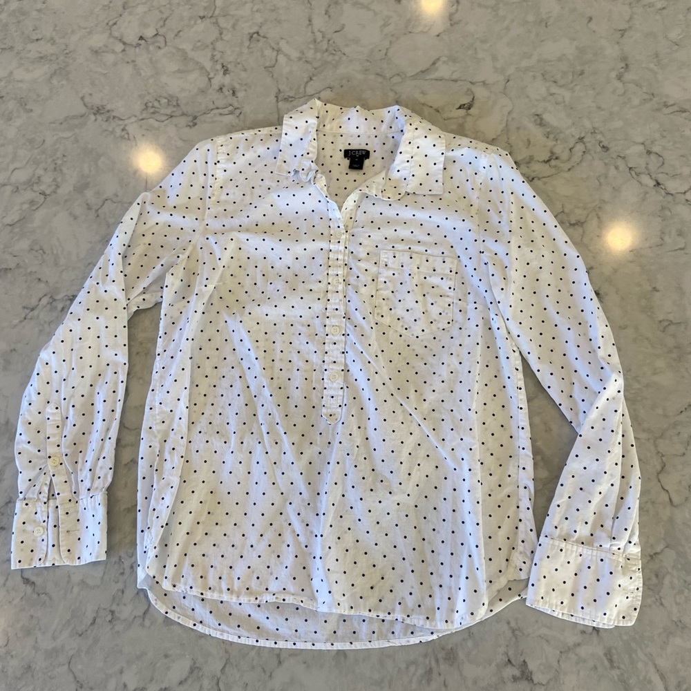 J Crew black and white polka dot shirt size m
